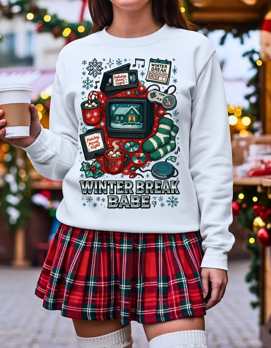 90s Retro Winter Babe Sweatshirt | Embroidered Crewneck