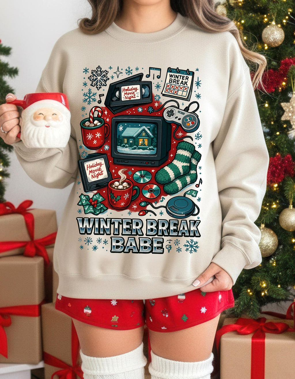 90s Retro Winter Babe Sweatshirt | Embroidered Crewneck