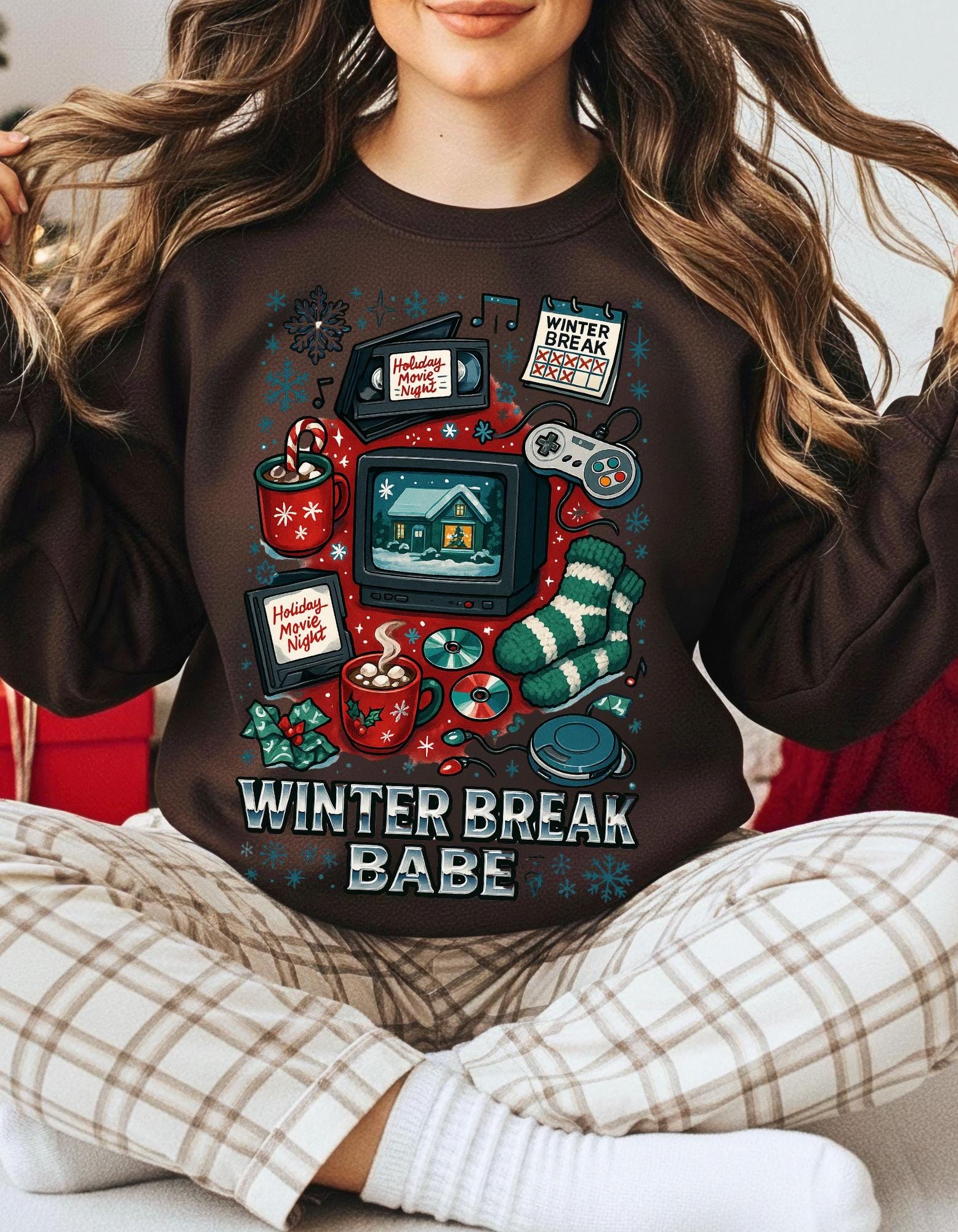90s Retro Winter Babe Sweatshirt | Embroidered Crewneck