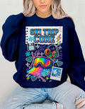 Ski Trip Core Snowboard Goggles Graphic Sweatshirt | Retro Winter Patches Collage Crewneck