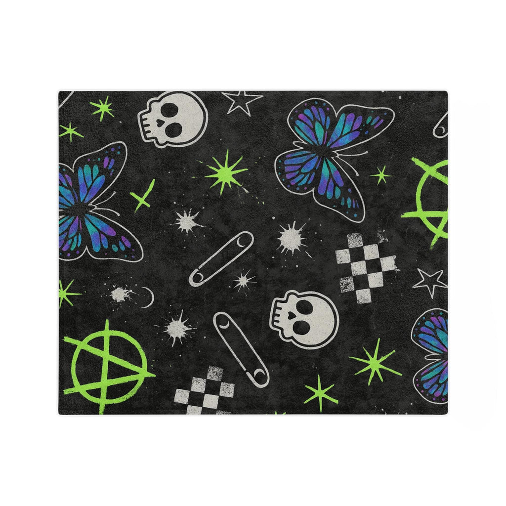 Punk Velveteen Blanket | Butterfly Skull, Anarchy & Checker Stars