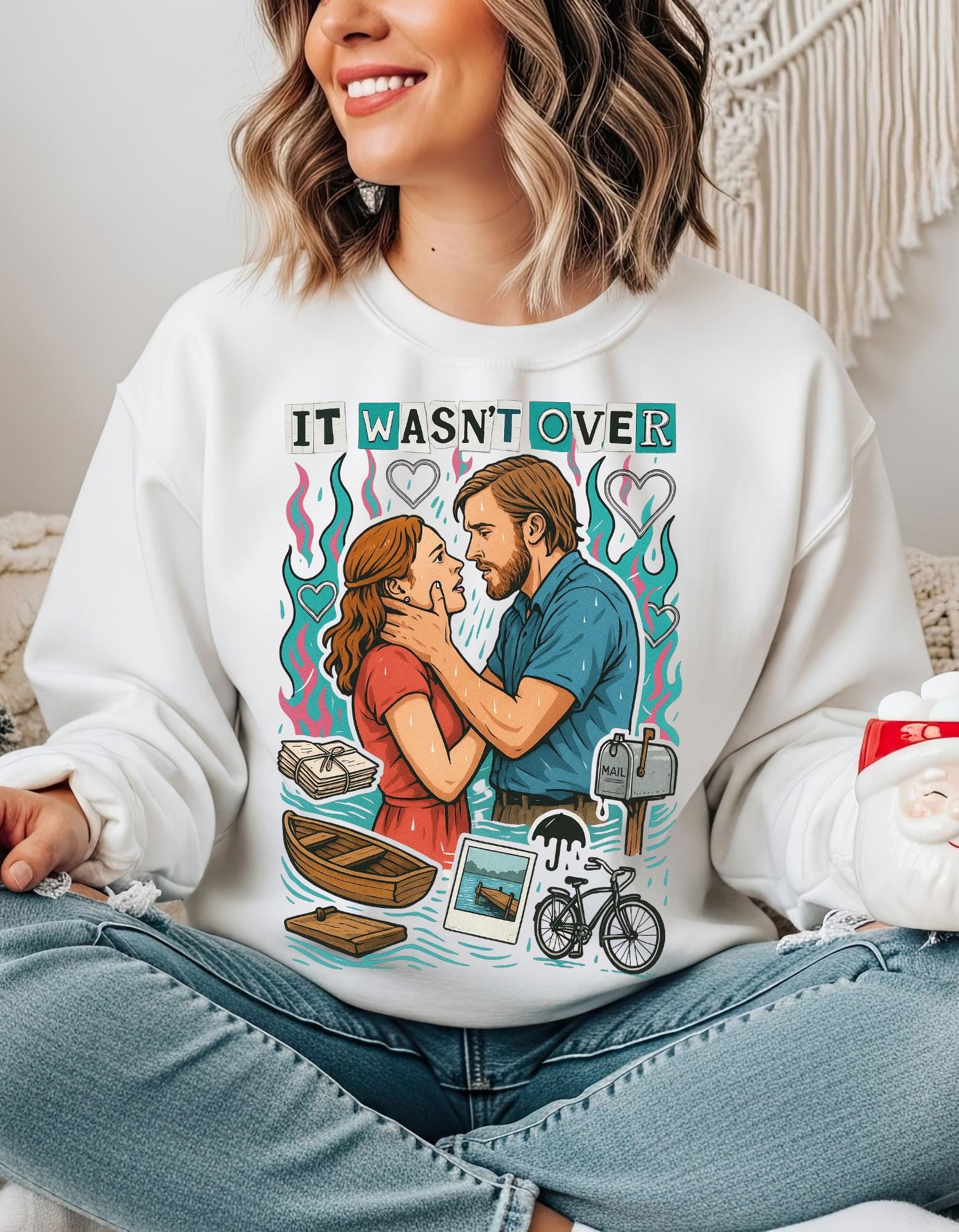 It Wasn't Over Romance Book Design Crewneck Sweatshirt Valentine's Day Literary Gift for Readers