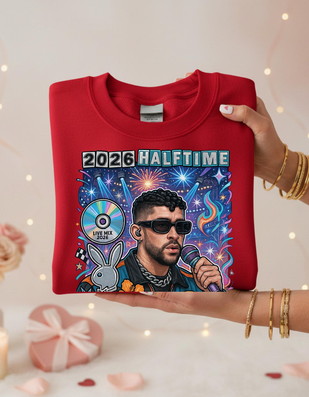 2026 Halftime Singer Portrait Crewneck | Retro Music Collage Sweatshirt Vintage Fan Gift