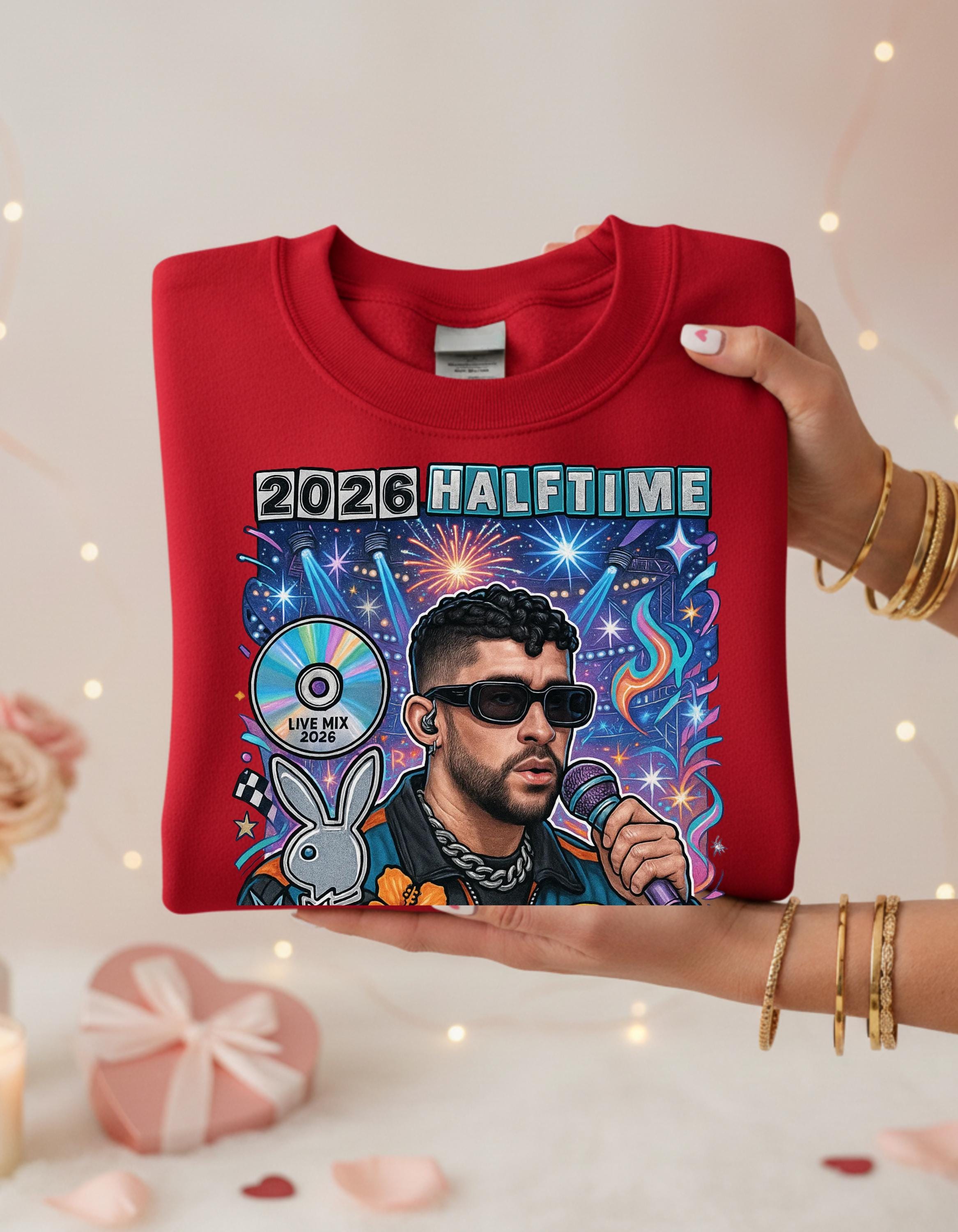 2026 Halftime Singer Portrait Crewneck | Retro Music Collage Sweatshirt Vintage Fan Gift