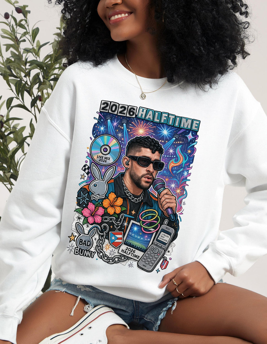 2026 Halftime Singer Portrait Crewneck | Retro Music Collage Sweatshirt Vintage Fan Gift