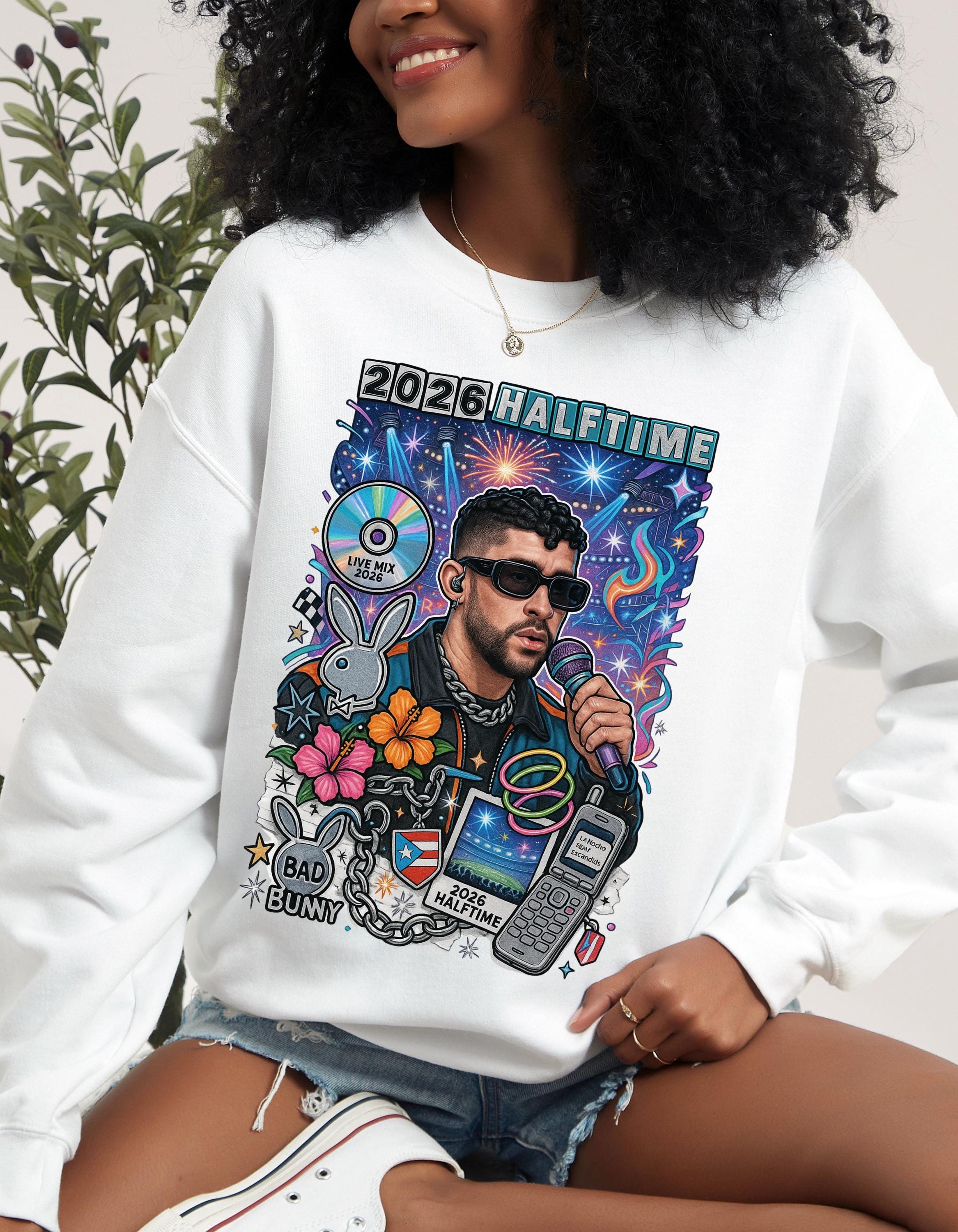 2026 Halftime Singer Portrait Crewneck | Retro Music Collage Sweatshirt Vintage Fan Gift