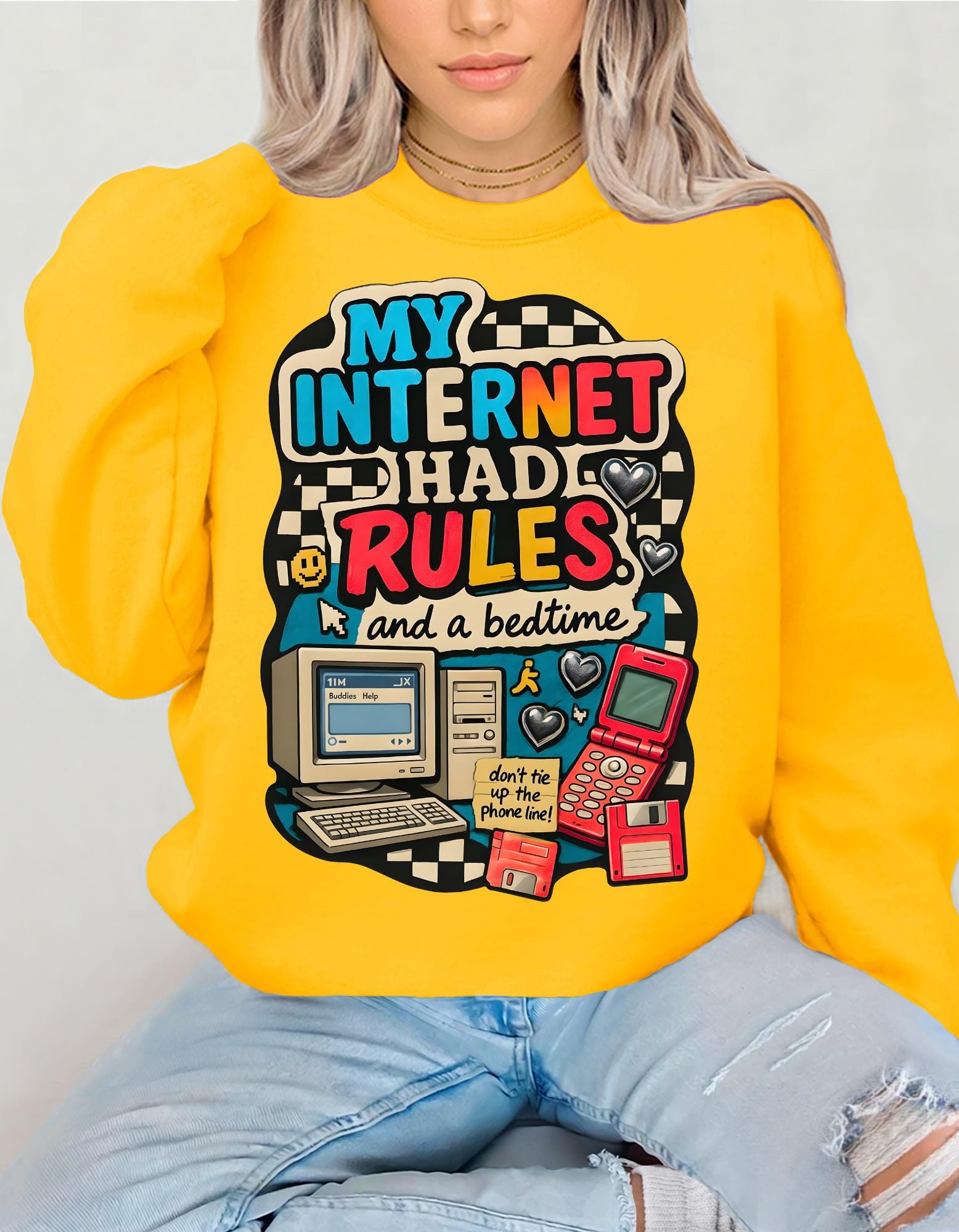 Y2K My Internet Had Rules Sweatshirt 90s Dial Up Computer Crewneck Retro Tech Nostalgia Graphic Funny Millennial Shirt