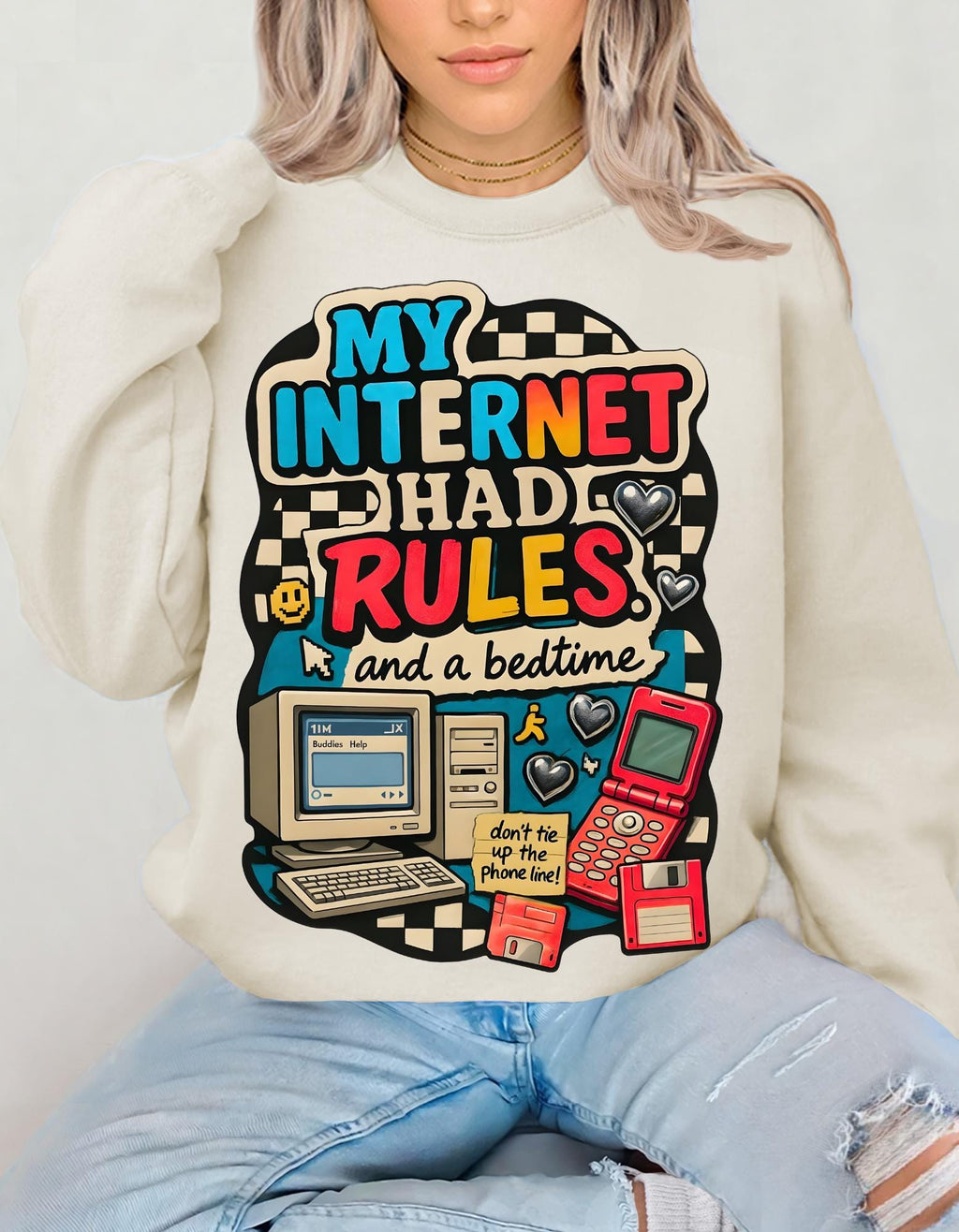 Y2K My Internet Had Rules Sweatshirt 90s Dial Up Computer Crewneck Retro Tech Nostalgia Graphic Funny Millennial Shirt