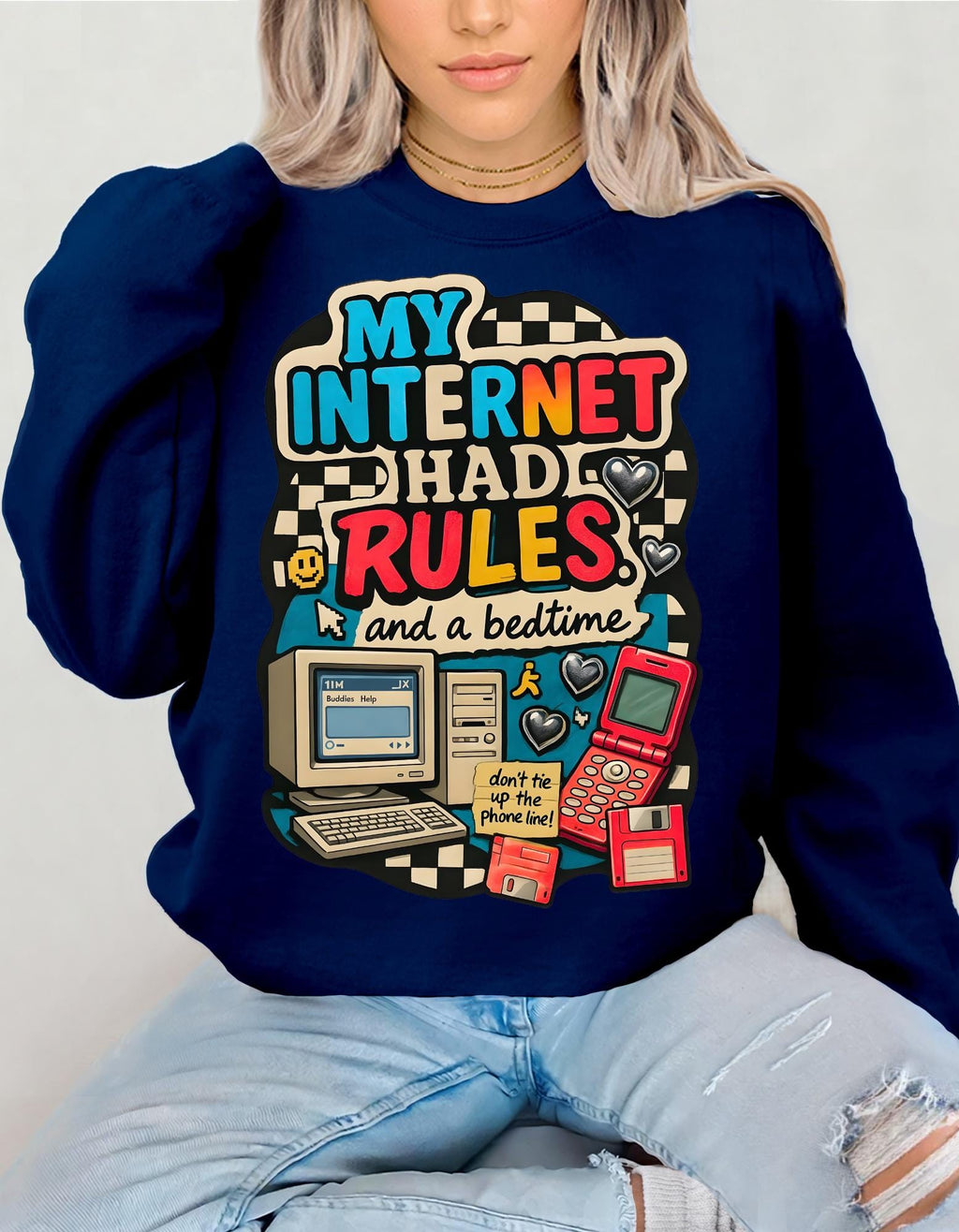 Y2K My Internet Had Rules Sweatshirt 90s Dial Up Computer Crewneck Retro Tech Nostalgia Graphic Funny Millennial Shirt