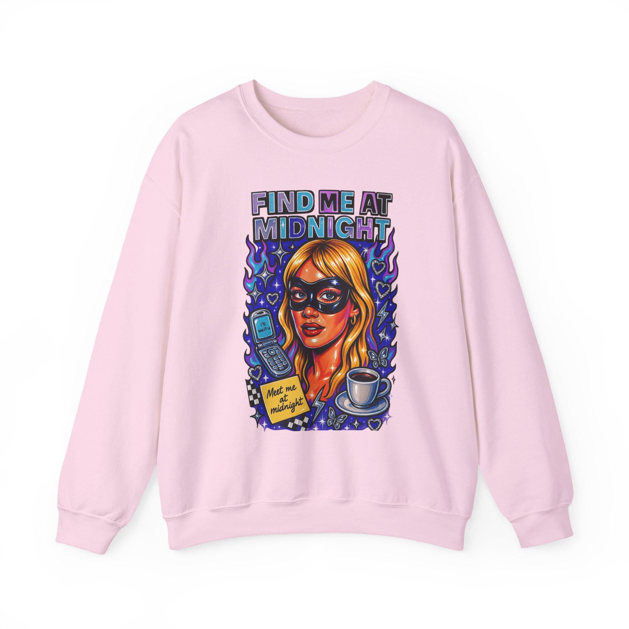 Masquerade Find Me At Midnight Romance Comedy Sweatshirt Millennial Vibe Crewneck Unisex