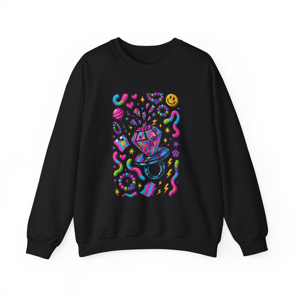 90s Candy Ring Sweatshirt Retro Circle Graphic Vintage Crewneck Pullover Nostalgia Sweet Throwback