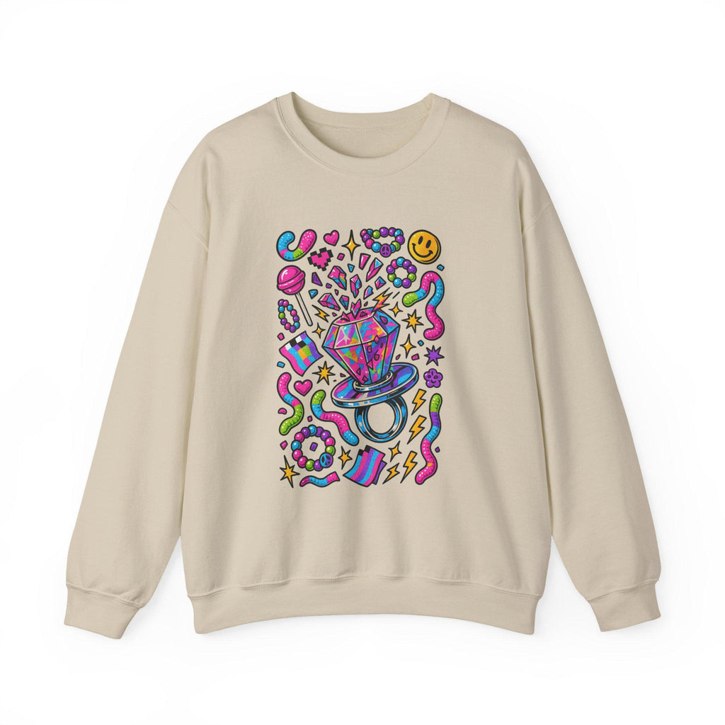 90s Candy Ring Sweatshirt Retro Circle Graphic Vintage Crewneck Pullover Nostalgia Sweet Throwback