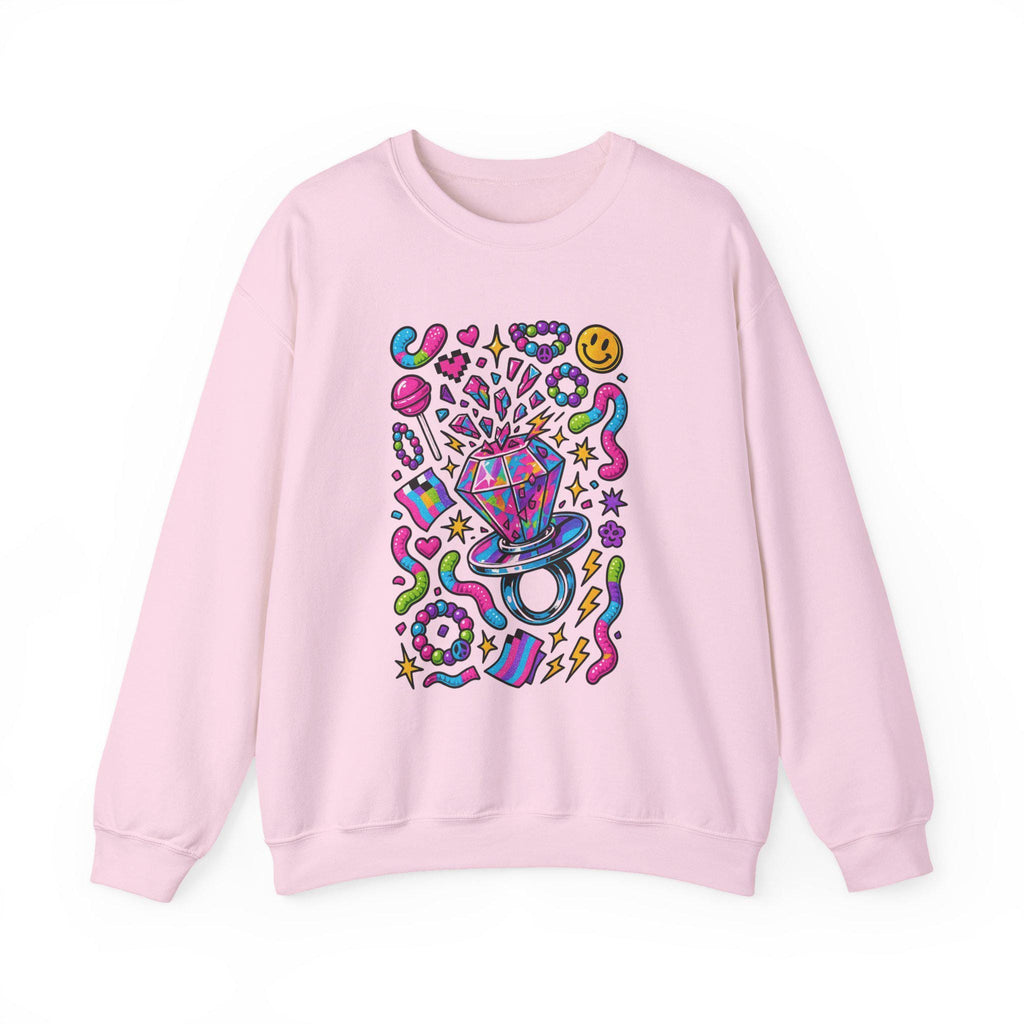 90s Candy Ring Sweatshirt Retro Circle Graphic Vintage Crewneck Pullover Nostalgia Sweet Throwback