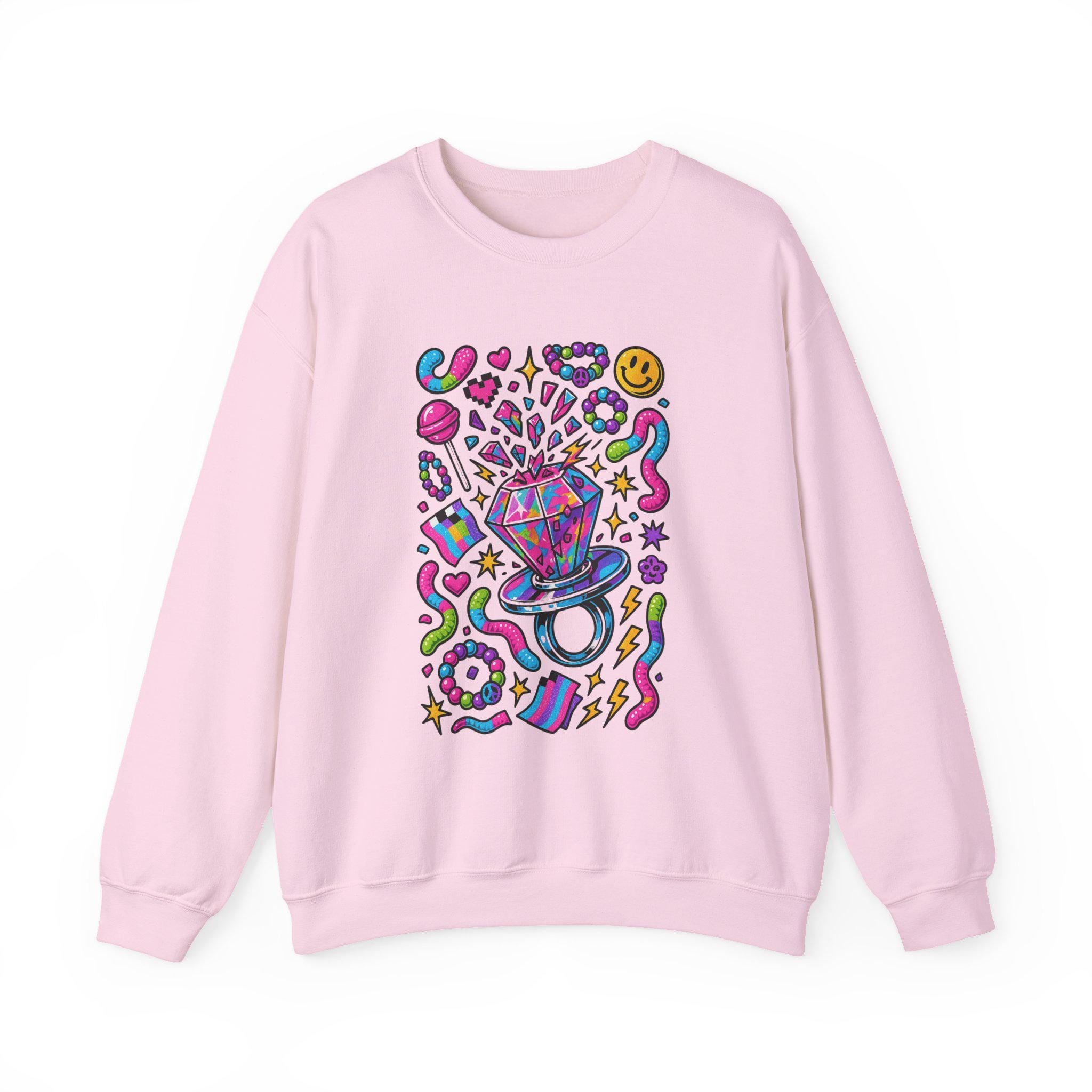 90s Candy Ring Sweatshirt Retro Circle Graphic Vintage Crewneck Pullover Nostalgia Sweet Throwback