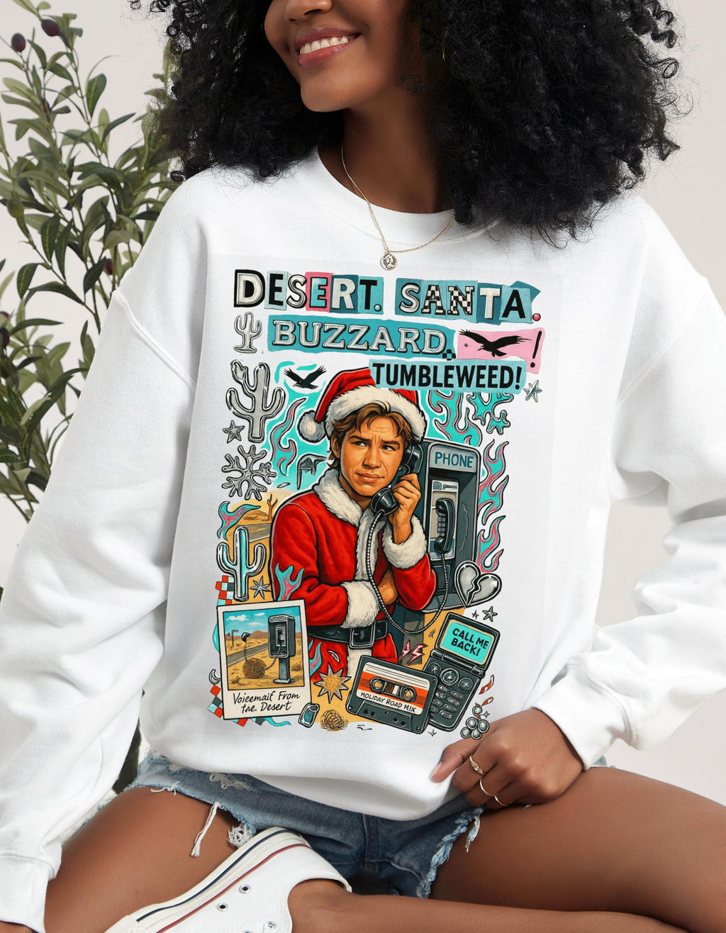 Desert Santa Sweatshirt: Millennial Holiday Humor Crewneck