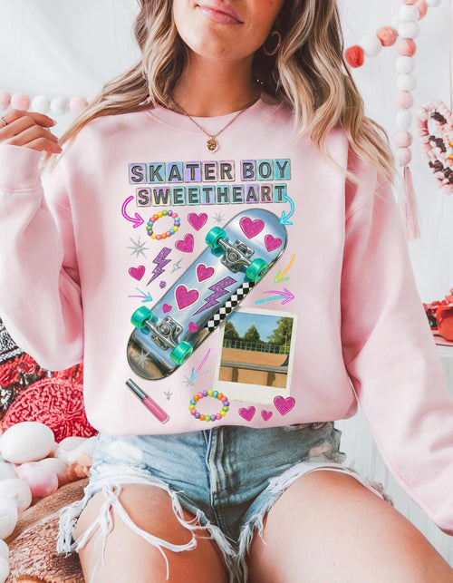 90s Holographic Heart Skater Sweatshirt Vintage Skateboard Crew Neck Unisex Streetwear Gift