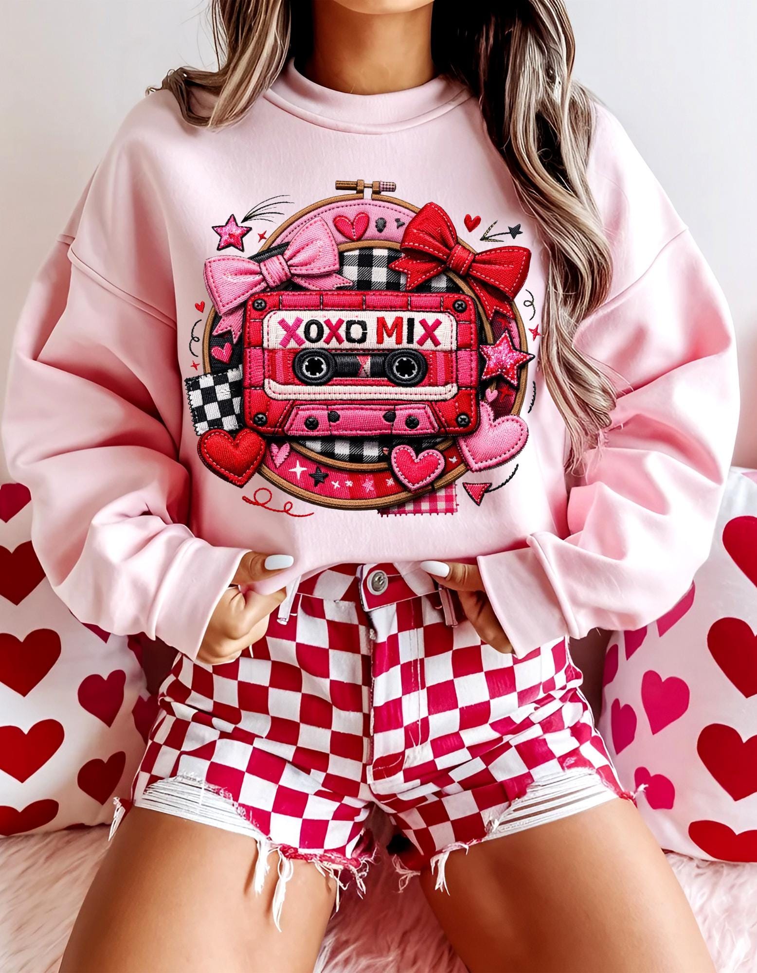 XOXO Mix Cassette Sweatshirt Valentine Retro Tape Design Crewneck Music Lover Gift