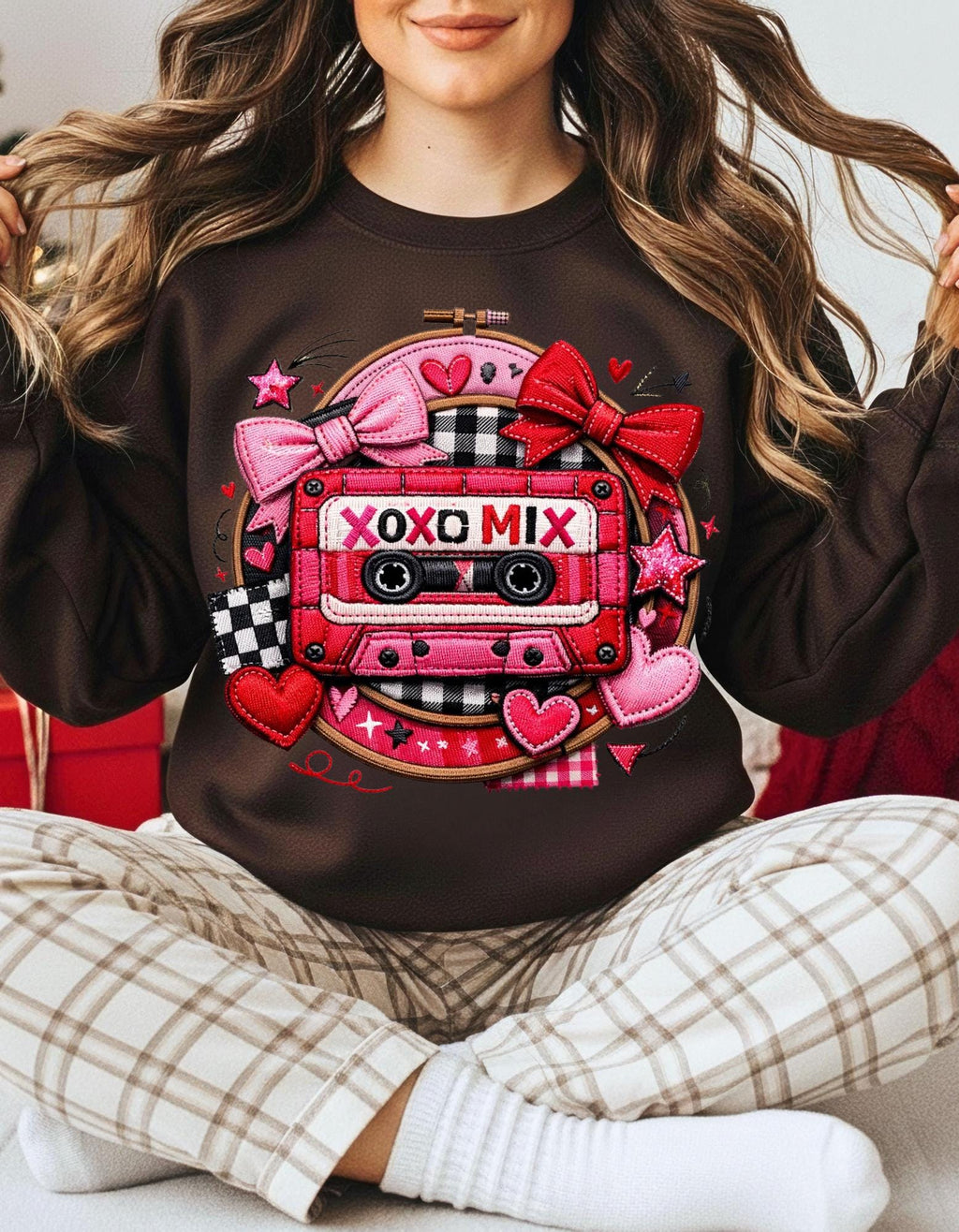 XOXO Mix Cassette Sweatshirt Valentine Retro Tape Design Crewneck Music Lover Gift