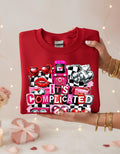 It's Complicated Collage Graphic Sweatshirt | Retro Hearts Flip Phone Love Icons Valentine Crewneck Sweater