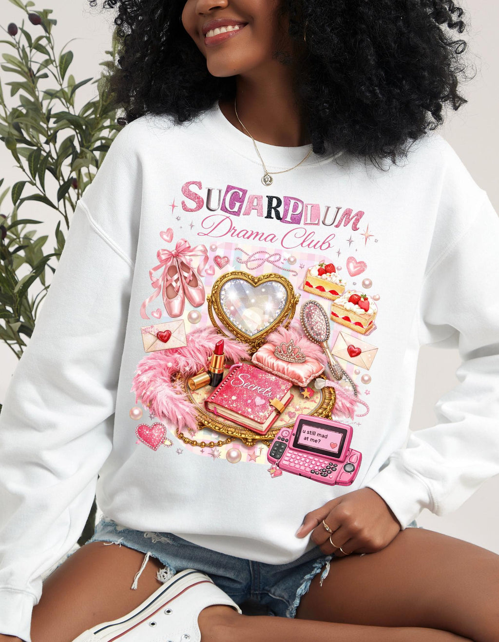 Sugarplum Pastries Sweatshirt Pink Dessert Heart Cookie Retro Cassette Crewneck Cute Aesthetic Valentine Gift