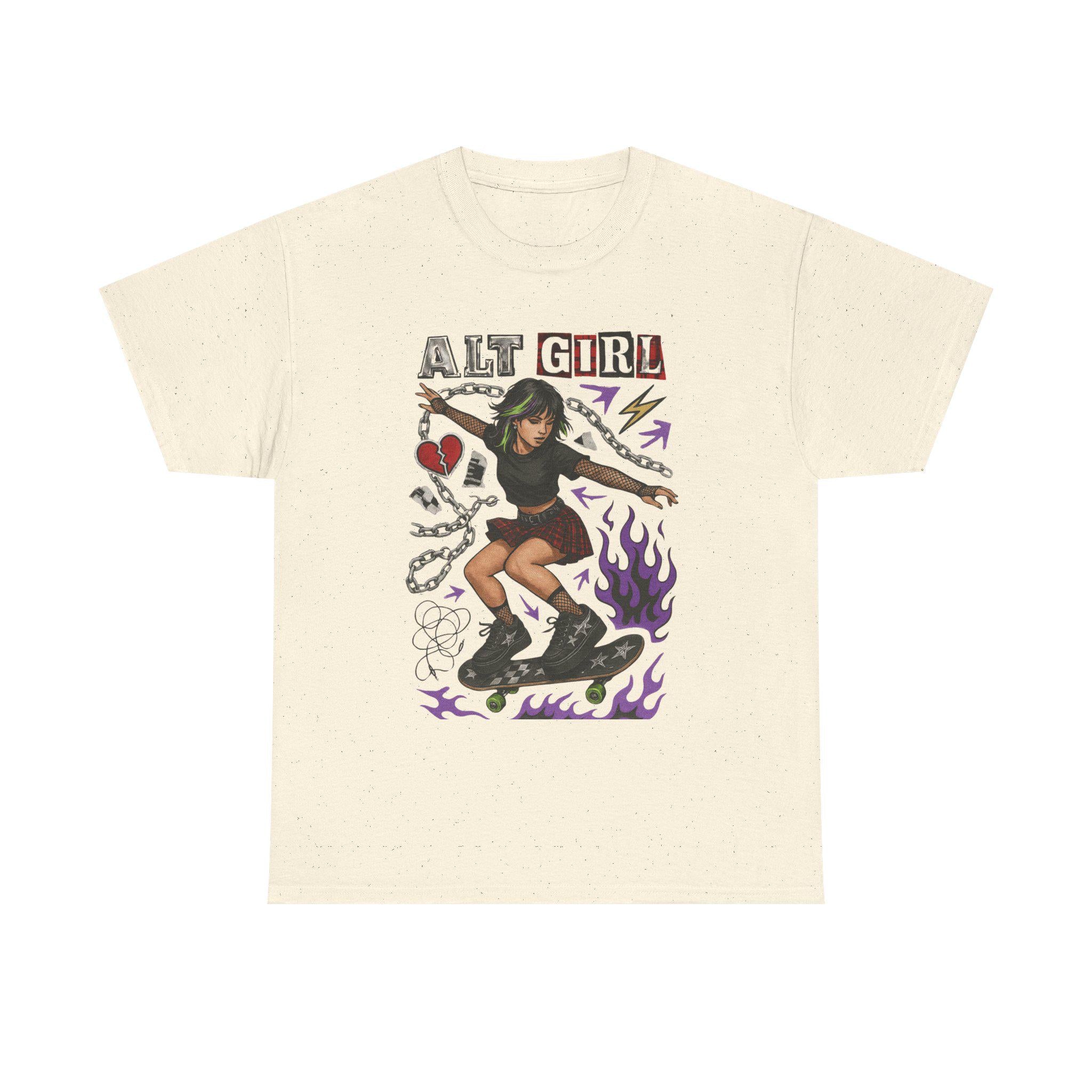 Alt Girl Skateboarder Y2K Grunge Tee | Vintage Skateboard Graphic Shirt Streetwear Fashion