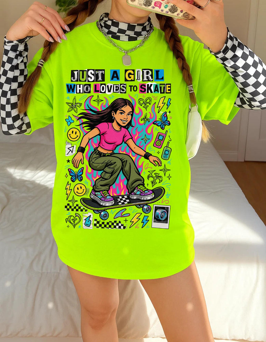 Vintage 90s Skateboard Girl T-Shirt | Retro Skater Tee | Grunge Streetwear