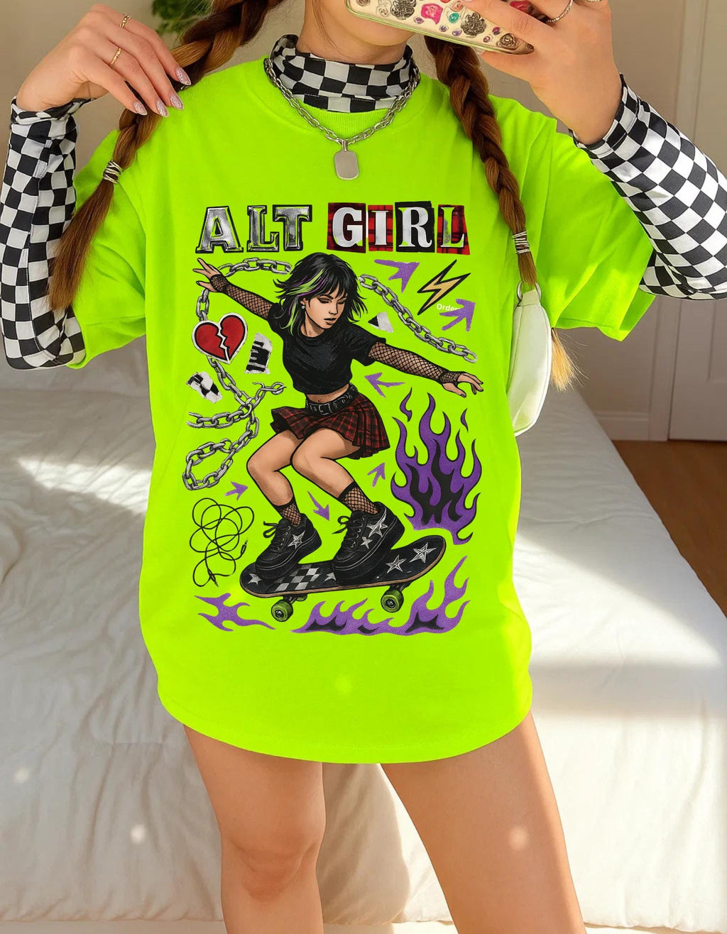 Alt Girl Skateboarder Y2K Grunge Tee | Vintage Skateboard Graphic Shirt Streetwear Fashion