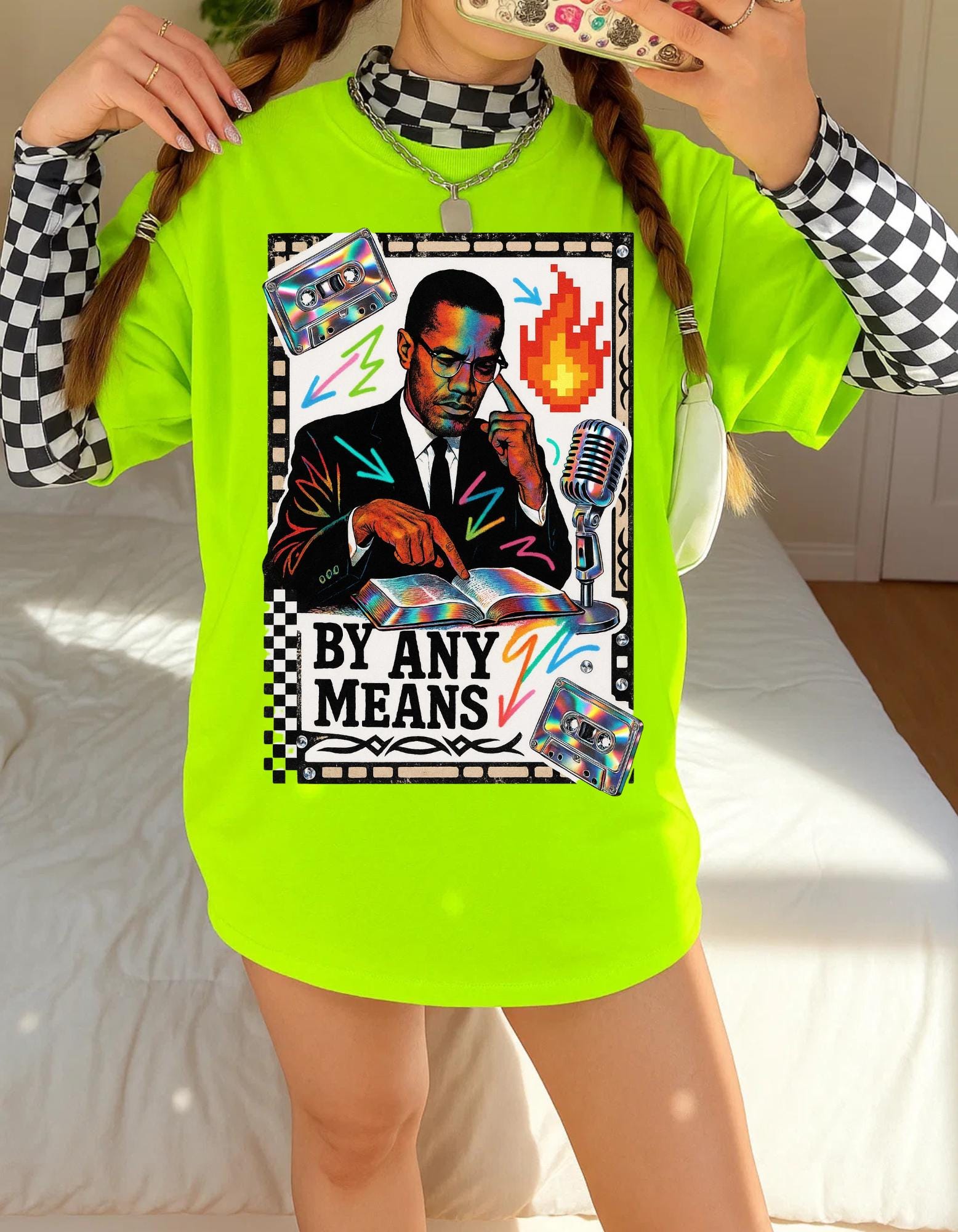 Malcolm Black History Month Tee - By Any Means Civil Rights Quote Shirt Activist Design