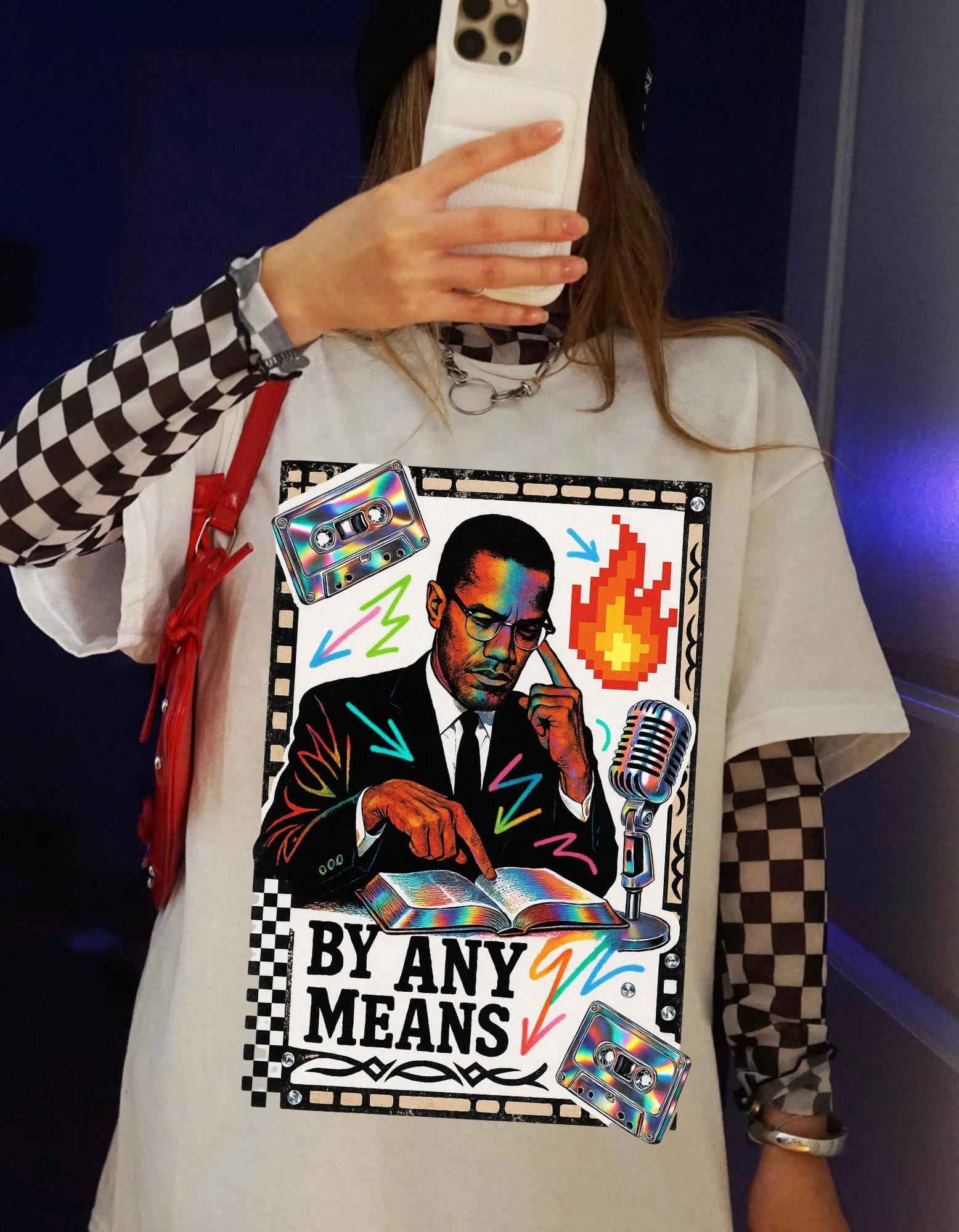 Malcolm Black History Month Tee - By Any Means Civil Rights Quote Shirt Activist Design