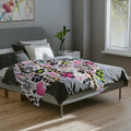 Neon Leopard Hearts Blanket Velveteen Microfiber Throw Girls Bedroom Decor Teen Gift Cozy Pastel Animal Print
