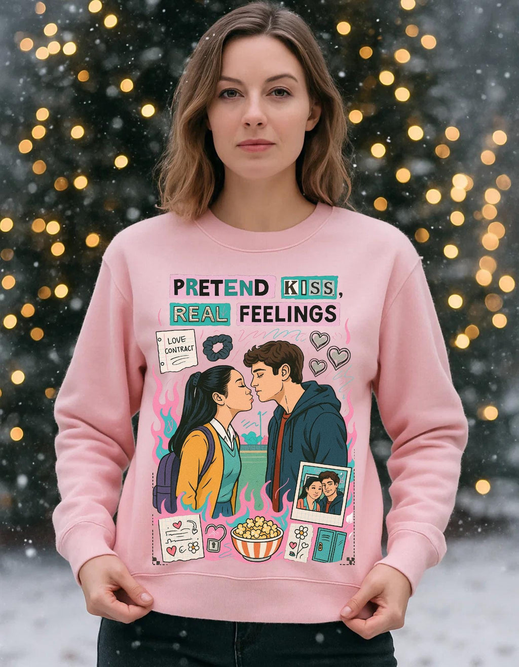 Romcom Fake Relationship Sweatshirt | Pretend Kiss Childhood Lovers Romance Design Bookish Gift
