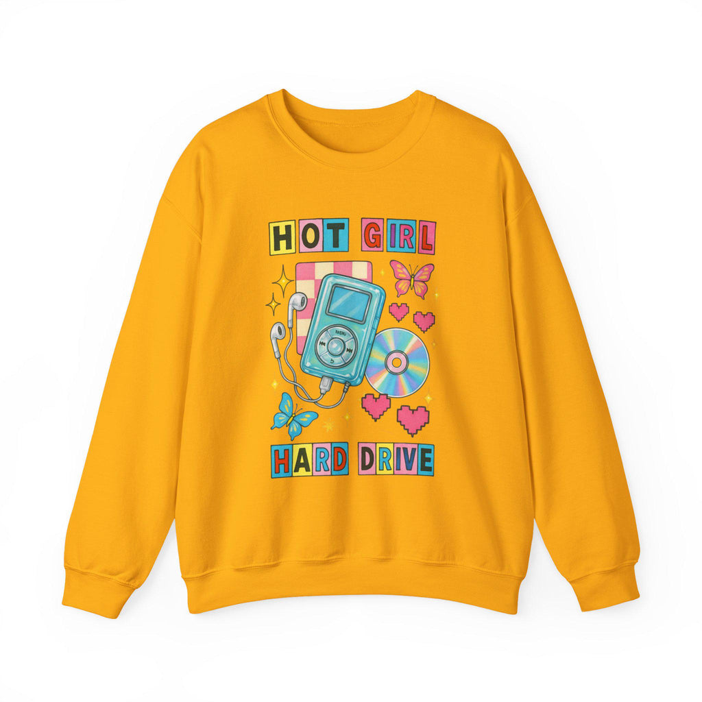 Hot Girl Hard Drive Crewneck Sweatshirt | Retro MP3 Player CD Butterflies Graphic Streetwear