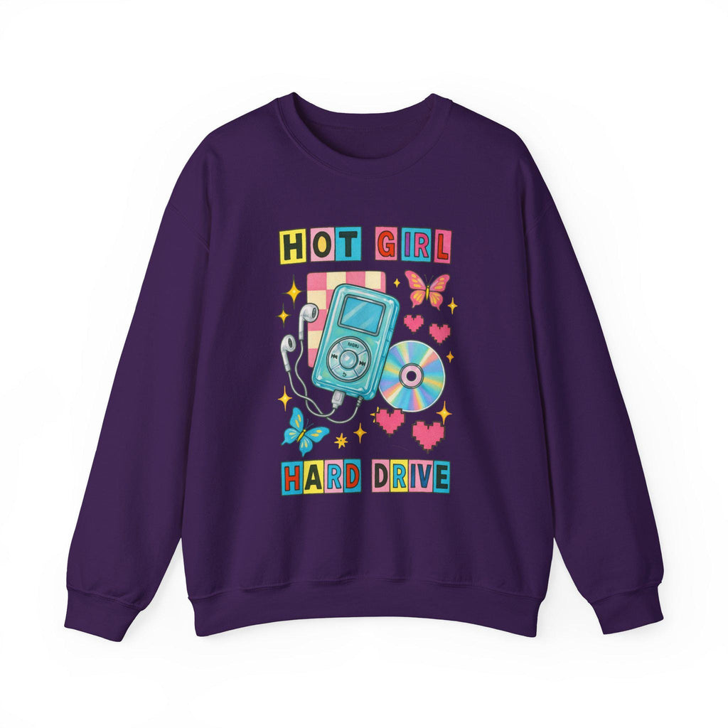 Hot Girl Hard Drive Crewneck Sweatshirt | Retro MP3 Player CD Butterflies Graphic Streetwear