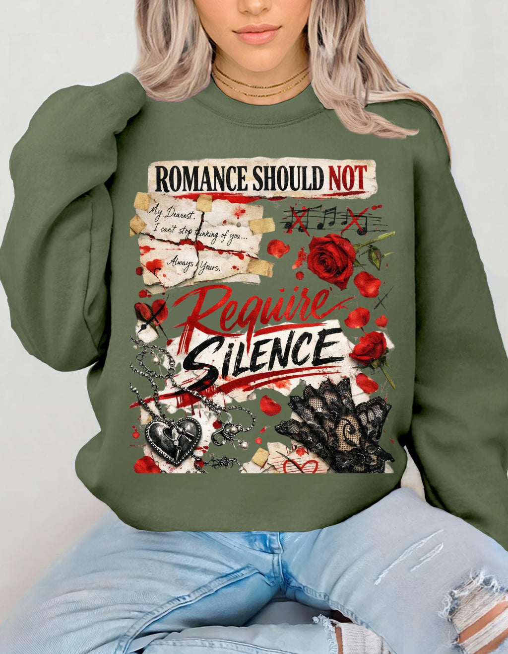 Romance Should Not Require Silence Sweatshirt Dark Romance Obsession Graphic