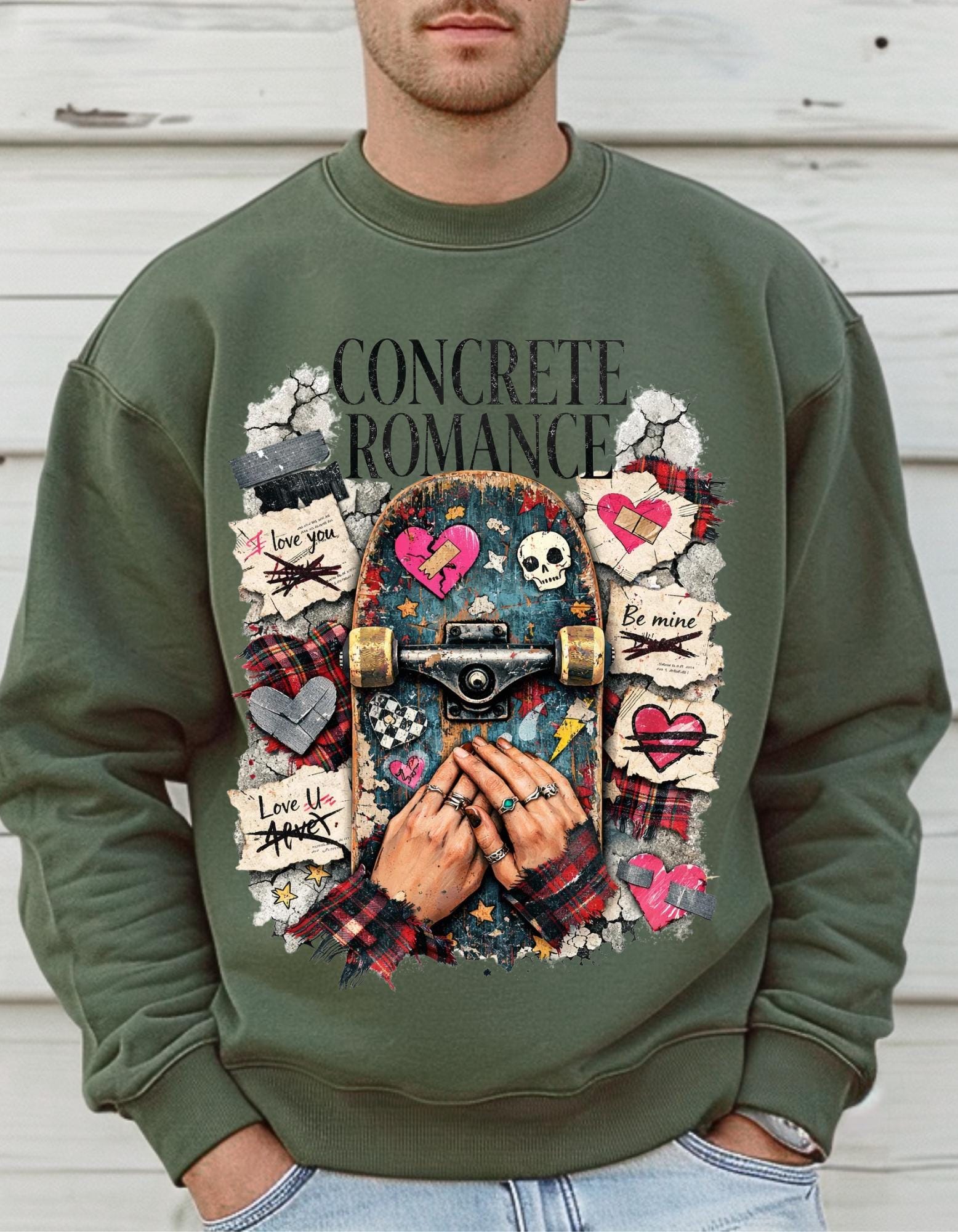 Concrete Romance Skateboarding Sweatshirt | Skater Girlfriend Design