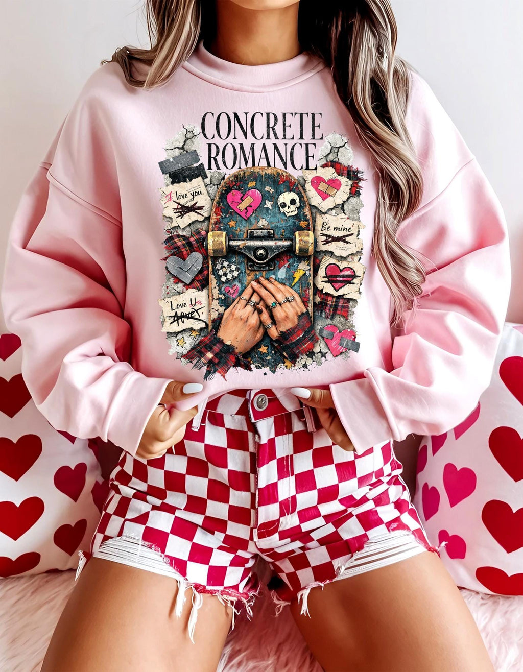 Concrete Romance Skateboarding Sweatshirt | Skater Girlfriend Design