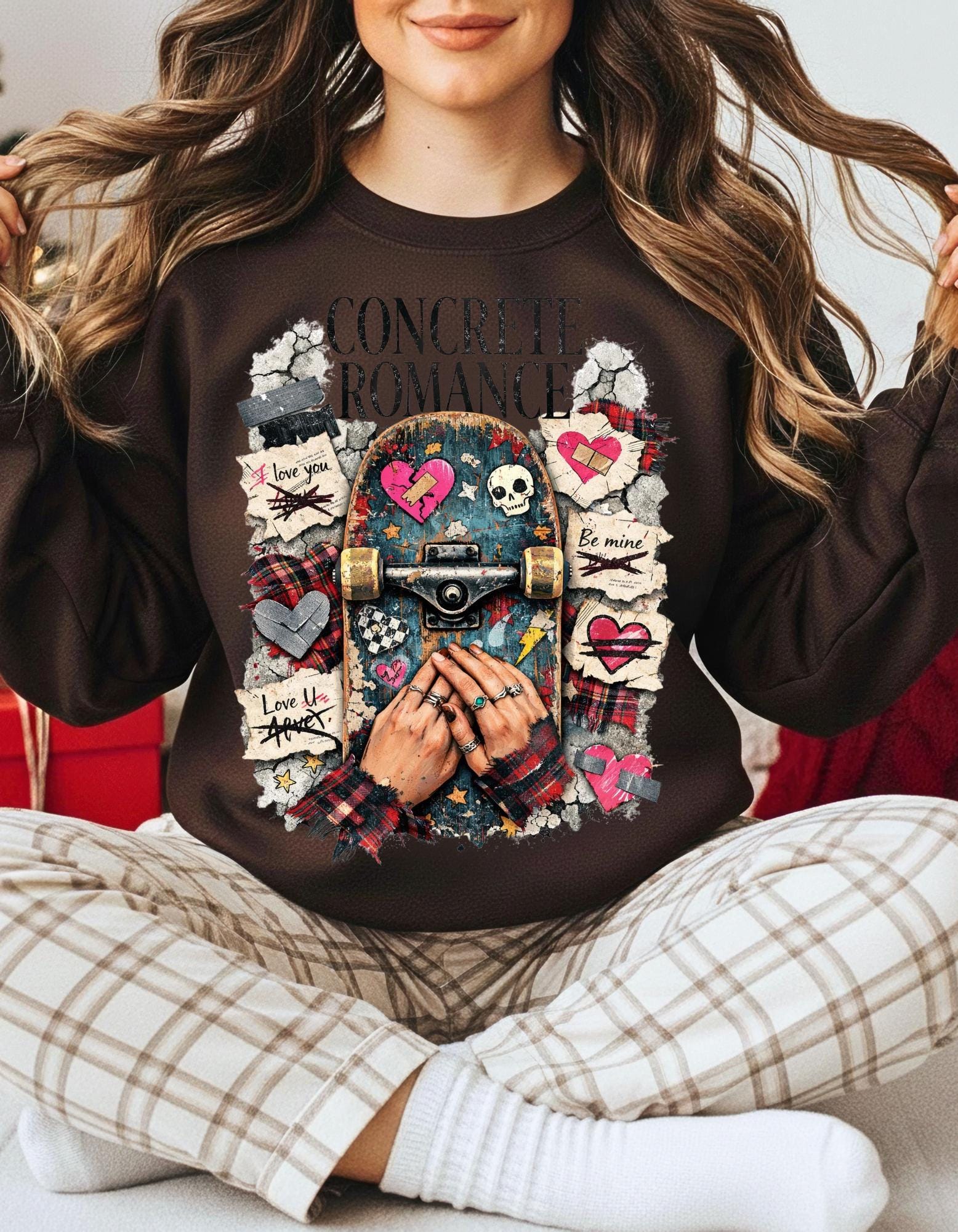 Concrete Romance Skateboarding Sweatshirt | Skater Girlfriend Design
