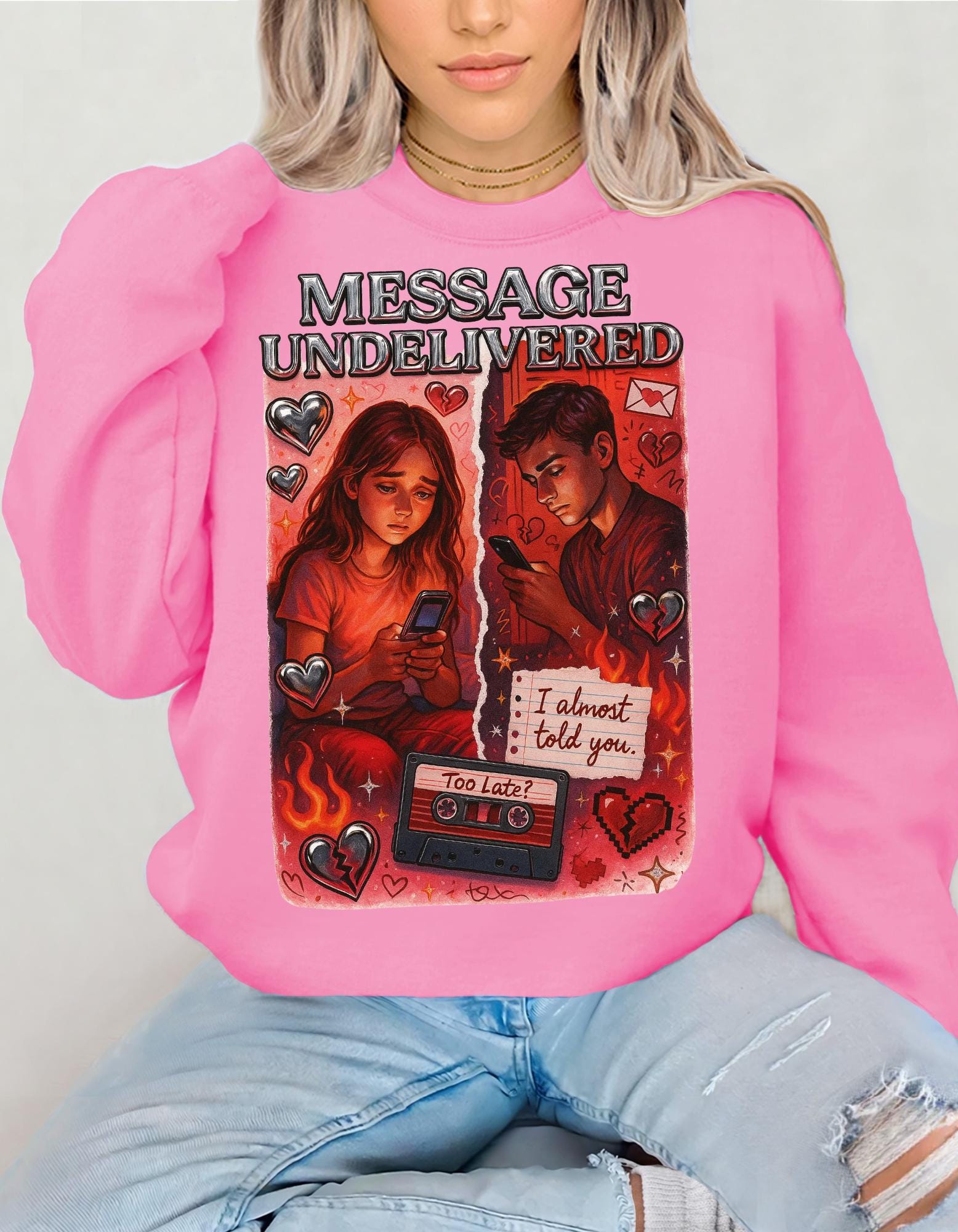 Secret Crush Sadness Graphic Sweatshirt | Things I Never Said Sidekick Message Crewneck
