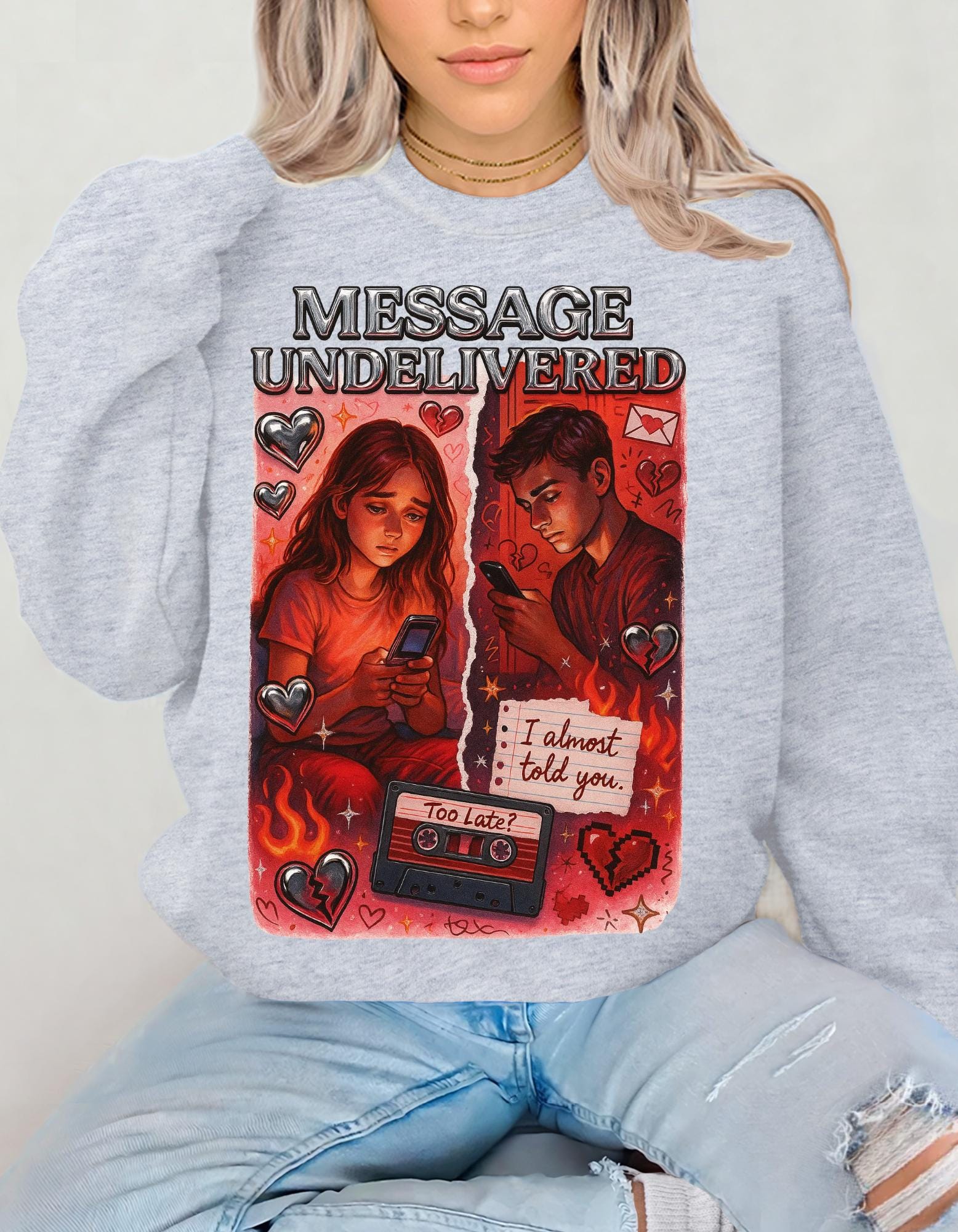 Secret Crush Sadness Graphic Sweatshirt | Things I Never Said Sidekick Message Crewneck