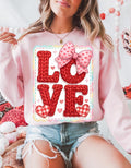 Love Patchwork Valentine's Day Faux Embroidery Sweatshirt - Romantic Cozy Gift for Her