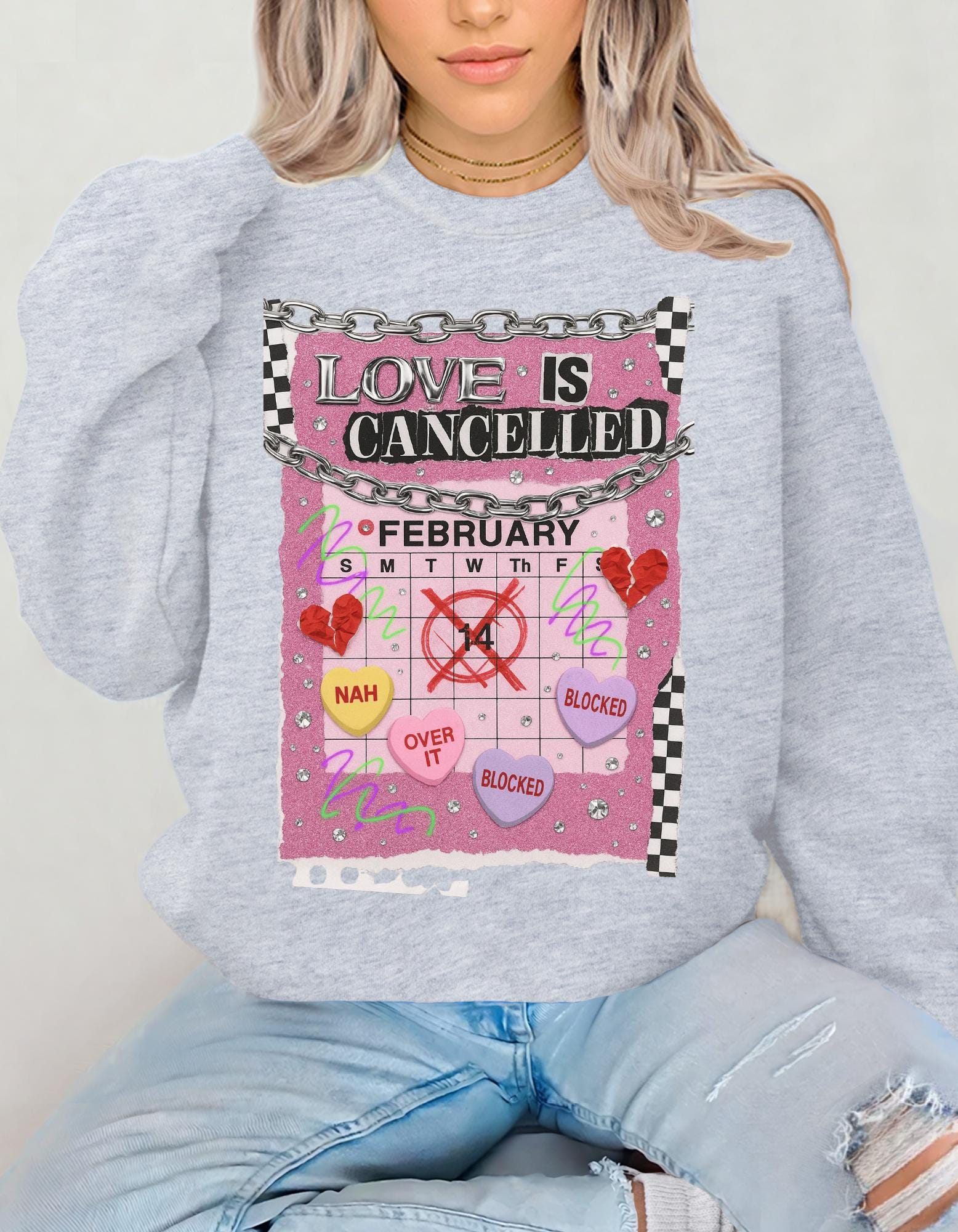 Love Is Cancelled Sweatshirt: Funny Anti-Valentine's Day Crewneck