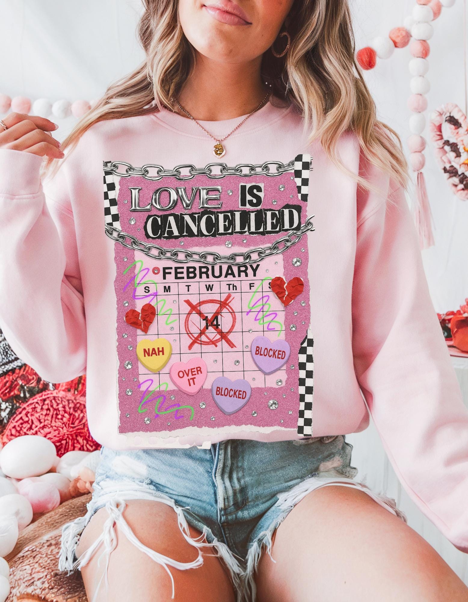 Love Is Cancelled Sweatshirt: Funny Anti-Valentine's Day Crewneck
