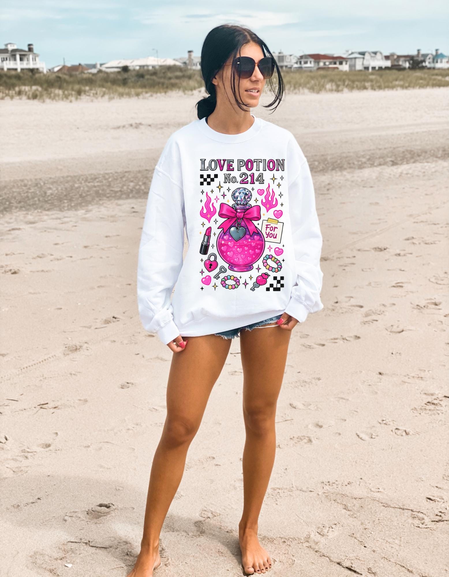 Love Potion No. 214 Sweatshirt | Pink Potion Bottle Graphic