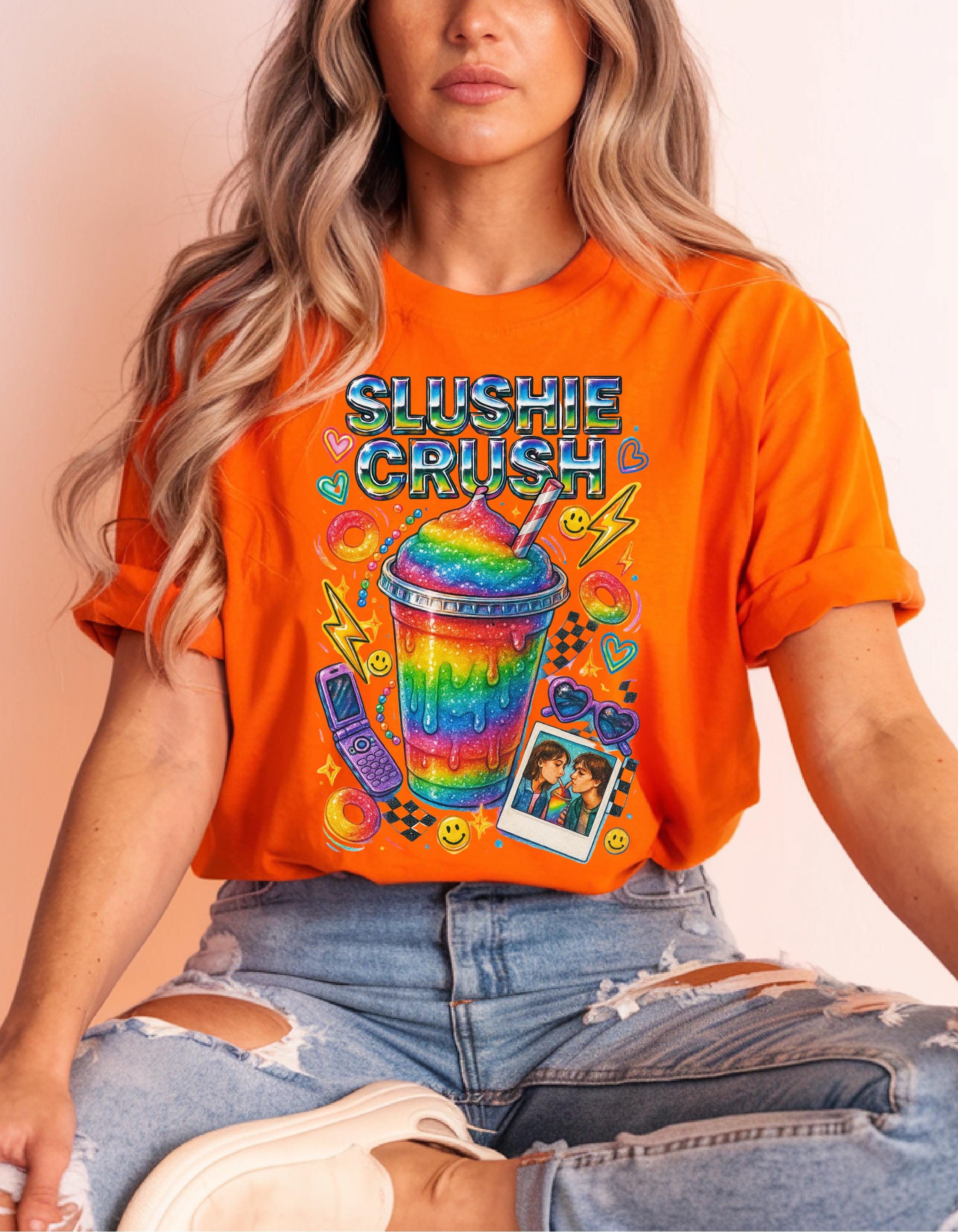 Rainbow Slushie Crush Tee Retro Snack Drink Graphic T-Shirt Vintage 90s Summer Beverage Apparel