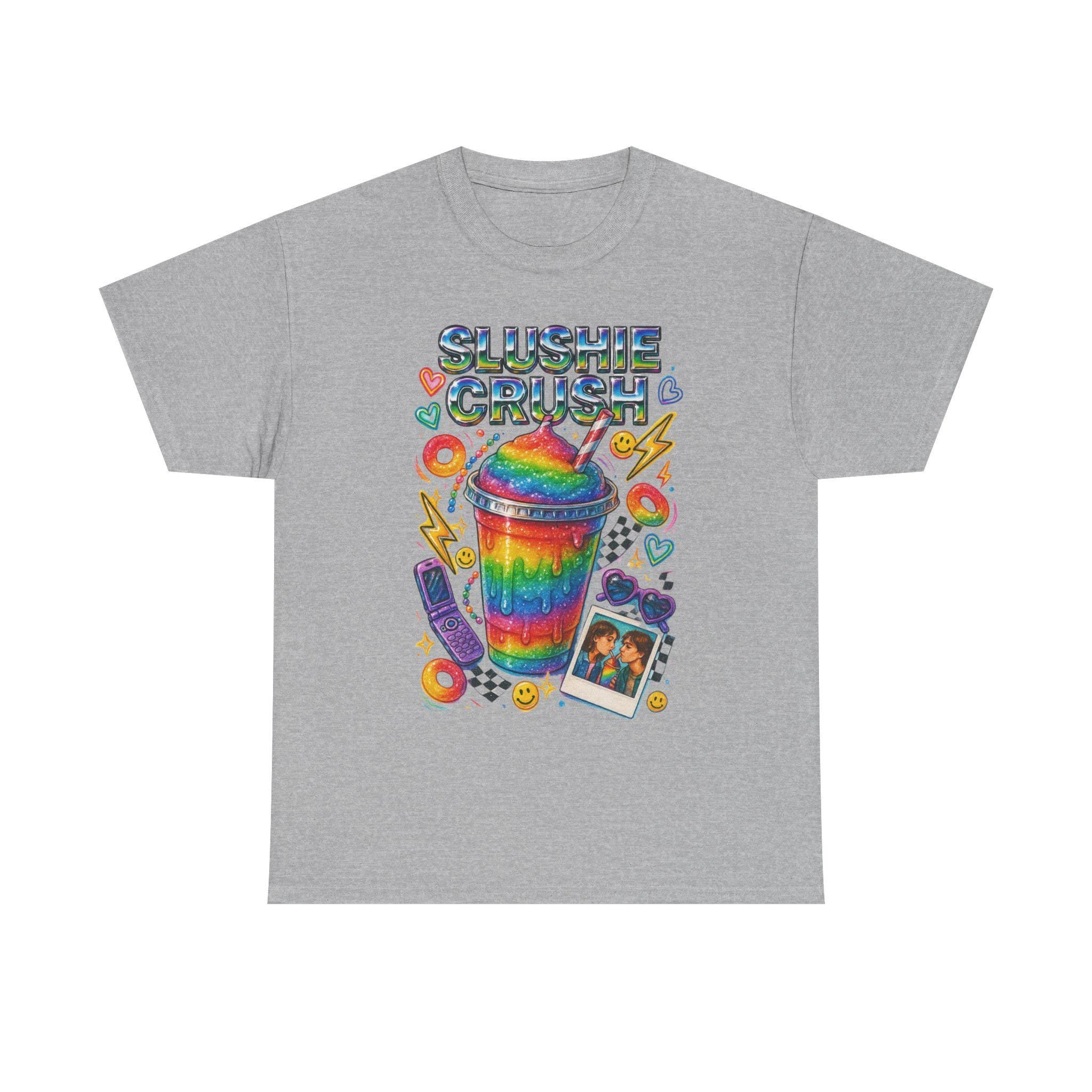 Rainbow Slushie Crush Tee Retro Snack Drink Graphic T-Shirt Vintage 90s Summer Beverage Apparel