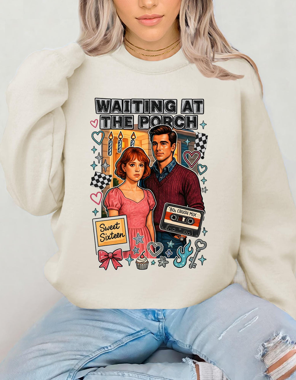 80s Crush Mix Crewneck Sweatshirt: Nostalgic Valentine's Day Gift