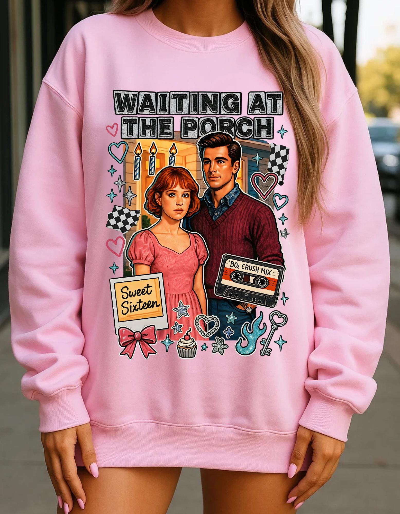 80s Crush Mix Crewneck Sweatshirt: Nostalgic Valentine's Day Gift