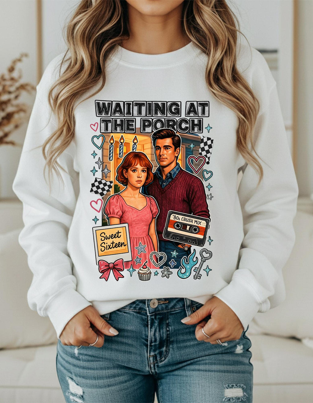 80s Crush Mix Crewneck Sweatshirt: Nostalgic Valentine's Day Gift