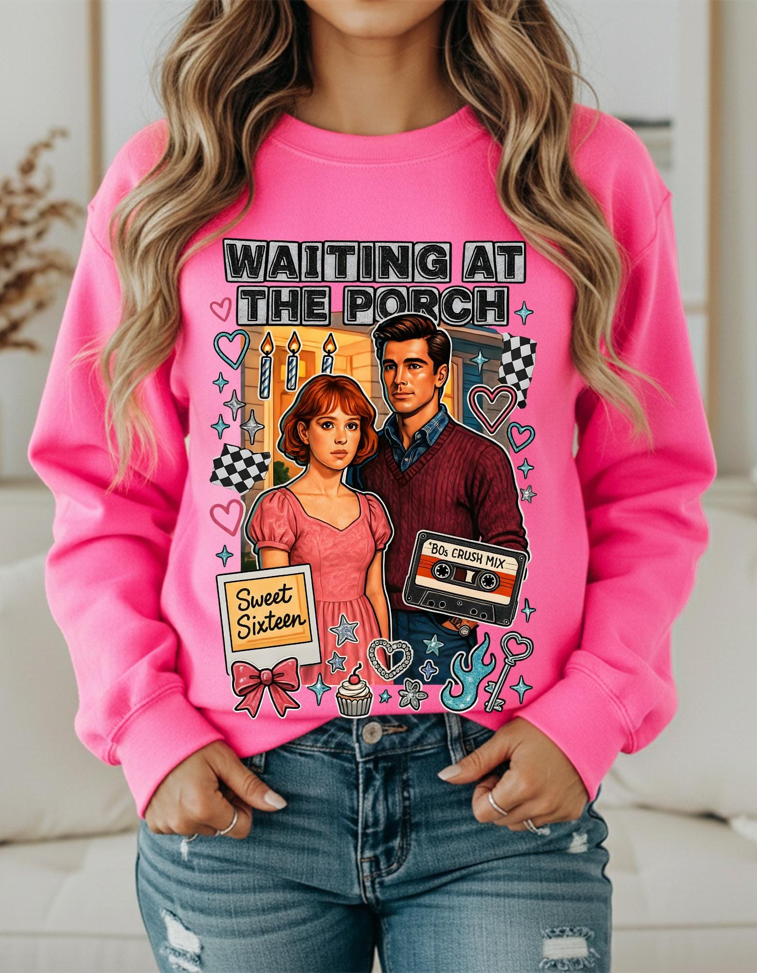 80s Crush Mix Crewneck Sweatshirt: Nostalgic Valentine's Day Gift