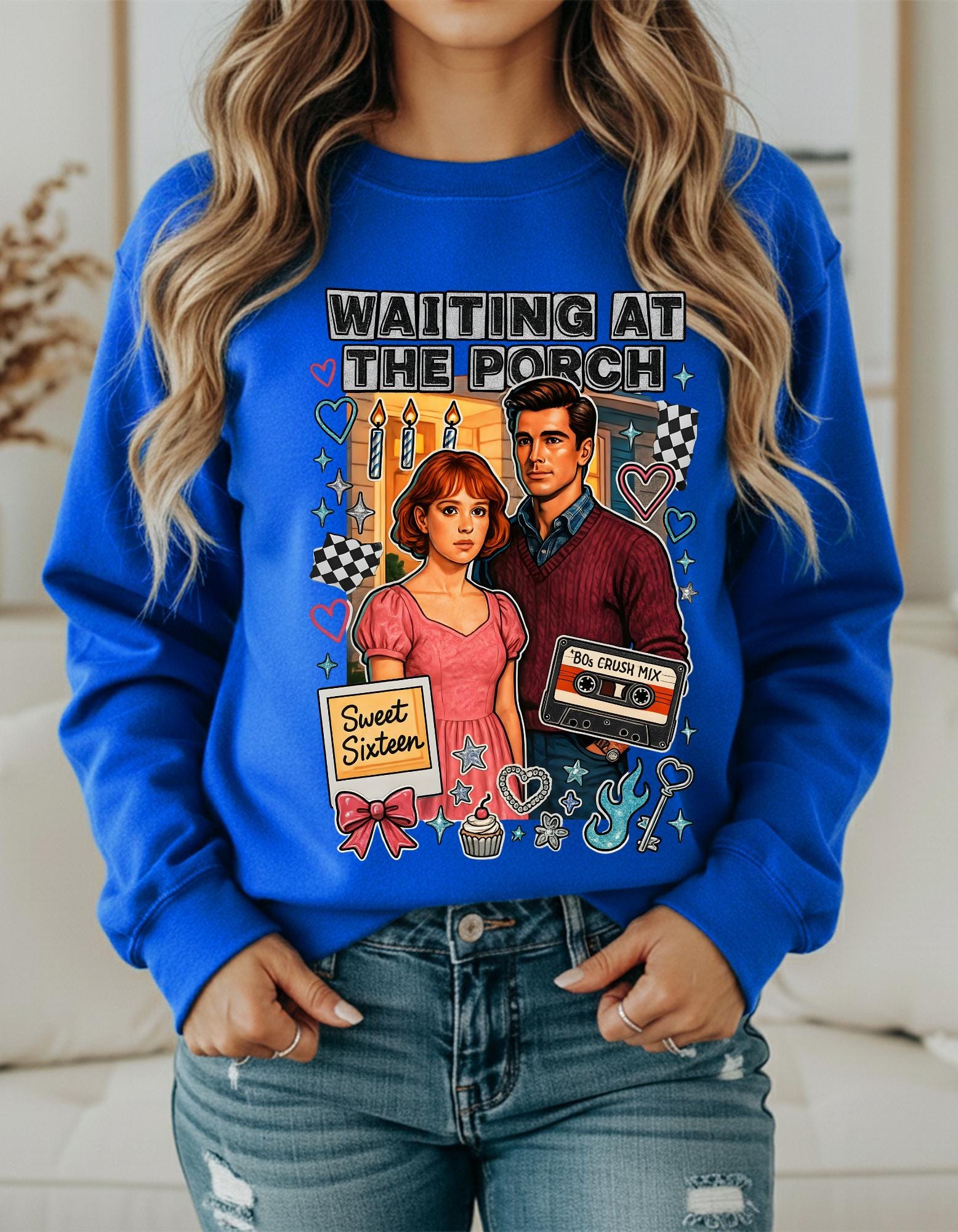 80s Crush Mix Crewneck Sweatshirt: Nostalgic Valentine's Day Gift